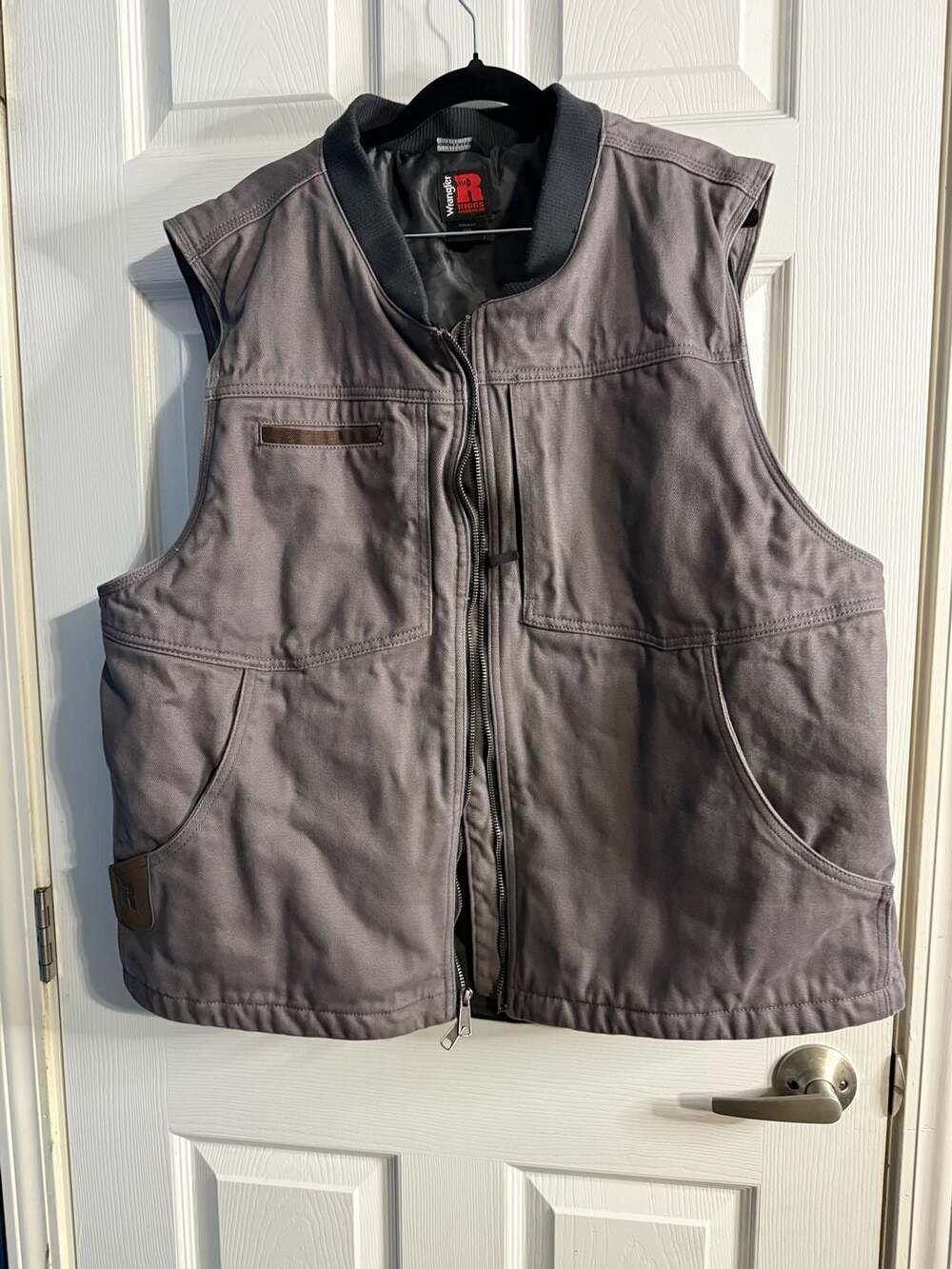 Wrangler Riggs Workwear XXL Vest Insulated Canvas Utility Workwear Brown Gray